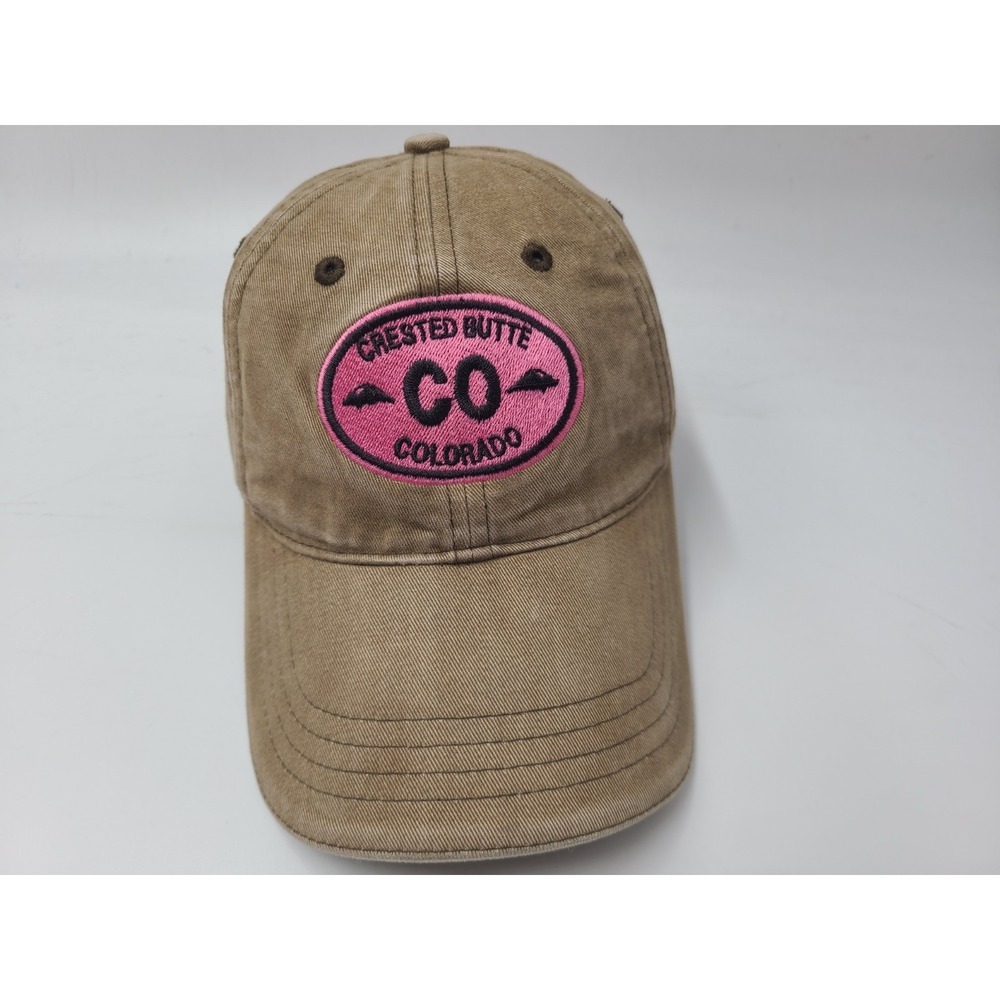 Crested‎ Butte Colorado Adjustable (Fits Small) Hat Cap Ski Men Women Brown Pink
